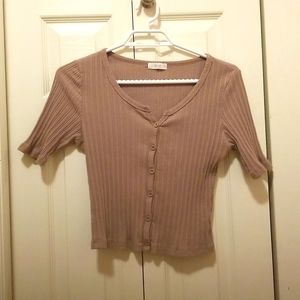 Ribbed Button Down Crop